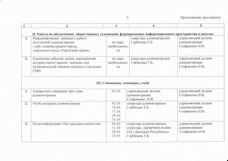 Рассыпнянская поселковая администрация- план работы на октябрь