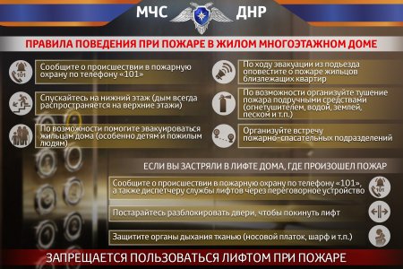 МЧС ДНР информирует граждан о правилах безопасного поведения при пожаре в многоэтажном жилом доме